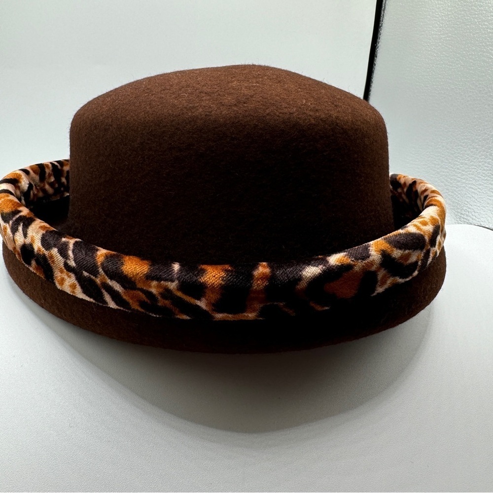 Animal Print Hat Derby Brown Tan Black